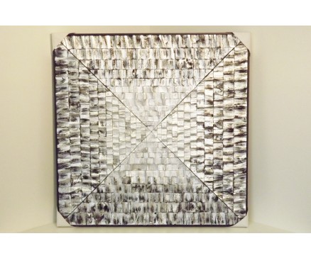 T39465 Wanddecoratie. Silver blocks abstract. 90 x 90 cm.