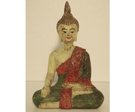 P1035754 Poly. Marble wood sitting Thai monk. Height : 13 cm.