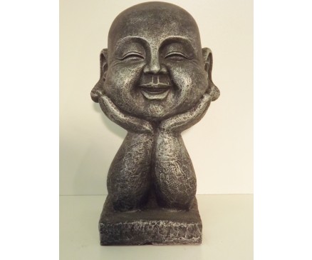 G967-AS Garden hoofd op handen. Hoogte : 37 cm. Antique Silver.