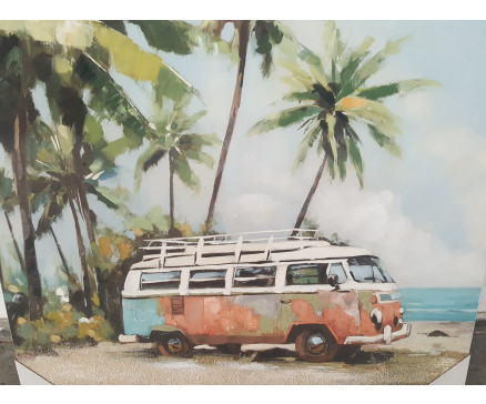 PAINTING BEACH VW VAN 100X100CM