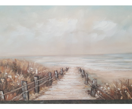 OILPAINT BEACH WHITE FLOWERS 70X140CM