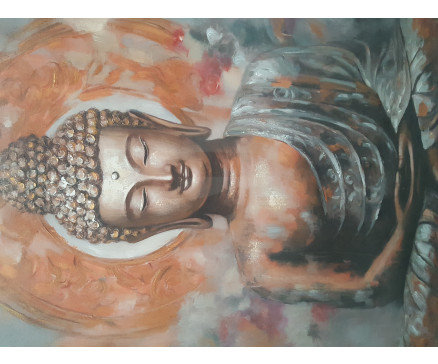 OILPAINT BUDDHA GOLD SUN 100X100CM