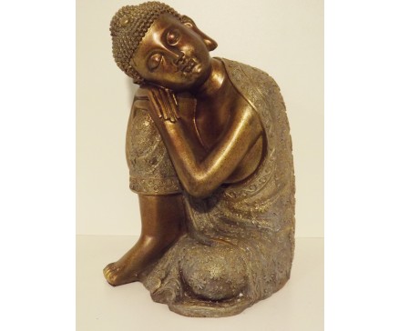 P1035543 Poly. Boeddha sleeping brons medium 36 cm.