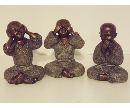 P1035545ABC Poly. Kindmonnik brons horen-zien-zwijgen 15 cm.