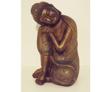 P1035532 Poly. Sleeping boeddha brons medium 24 cm.