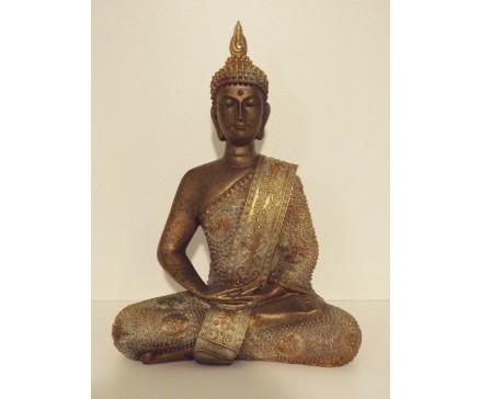 P1035534 Poly. Boeddha Thai zittend brons large 27 cm.