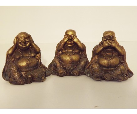 P1035555ABC Poly. Boeddha lucky horen-zien-zwijgen brons mini