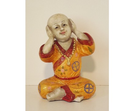 P1035249 Poly. Monnik "horen" colour. Hoogte : 15 cm.