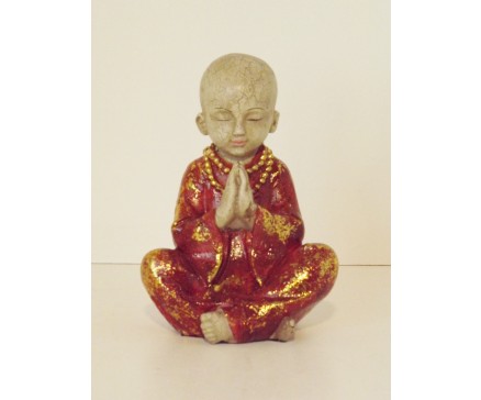 P1035242 Poly. Monnik biddend mini colour. Hoogte : 11 cm.