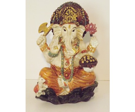 P1035585 Poly. Ganesha colour. Hoogte : 15 cm.