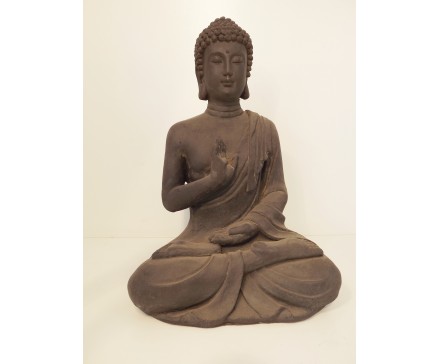 G817M-DG Garden boeddha abhayamudra medium. Hoogte 40 cm. Dark-grey.