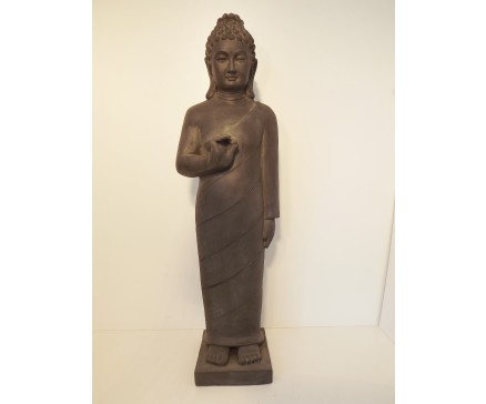 G539-DG Garden staande boeddha. Hoogte 80 cm. Dark-grey.