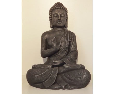 G817XL-AS Garden boeddha Abhayamudra. Hoogte 74 cm. Antique Silver.