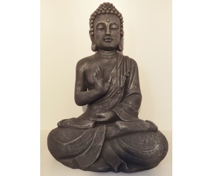 G817L-AS Garden boeddha abhayamudra large. Hoogte : 60 cm. Antique Silver.
