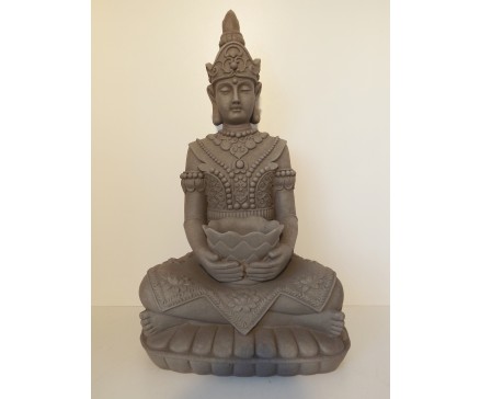 G683-G Garden boeddha met offerschaal. Hoogte : 63 cm. Granite.