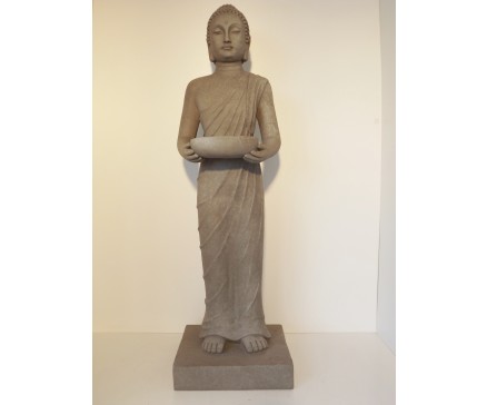 G735-G Garden boeddha met offerschaal. Hoogte : 100 cm. Granite.