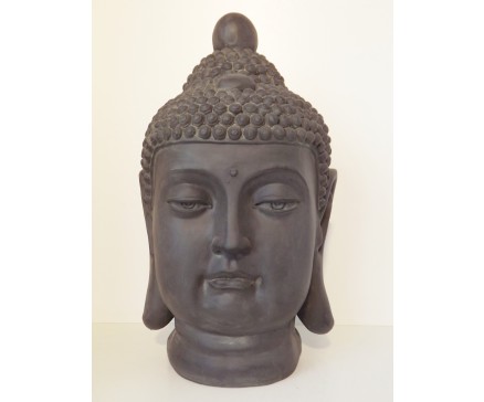 G400M-DG Garden boeddha hoofd Birma. Hoogte : 51 cm. Dark-grey.