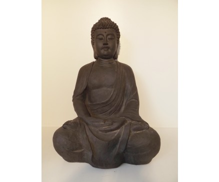 G1058L-DG Garden boeddha "lotus" large. Hoogte : 62 cm. Dark-grey.
