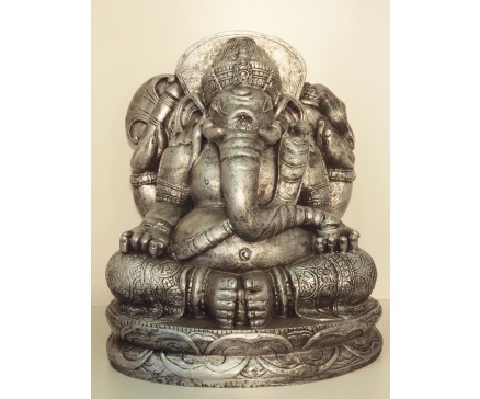 G1539-AS Garden Ganesha XL. H x B : 65 x 54 cm. Antique Silver.