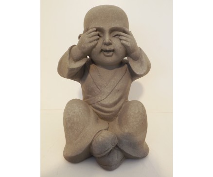 G1673-G Garden kindmonnik "zien". Hoogte 30 cm. Granite.