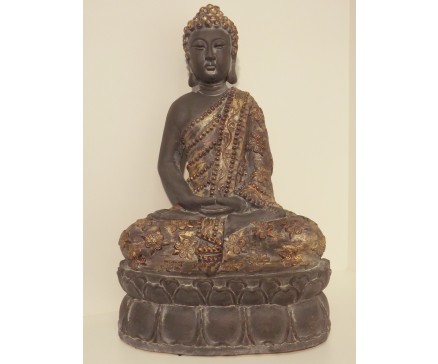 P1038-8 Poly. Boeddha "lotus" Large Asian gold. Hoogte : 63 cm.