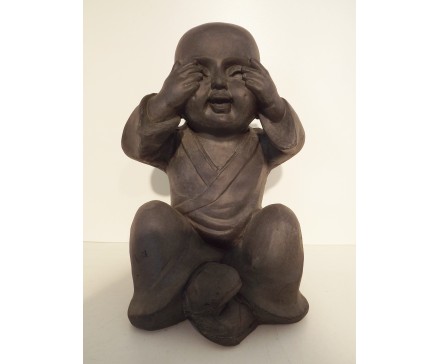 G1673-DG Garden kindmonnik "zien". Hoogte : 30 cm. Dark-grey.