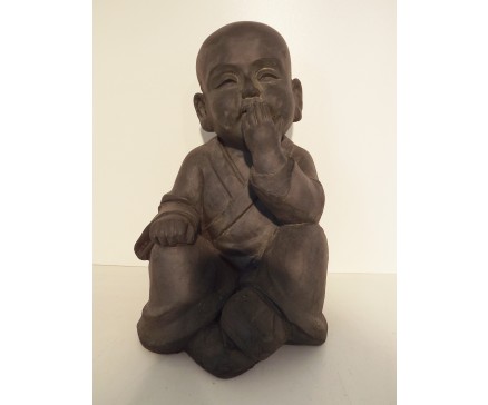 G1674-DG Garden kindmonnik "zwijgen". Hoogte : 30 cm. Dark-grey.