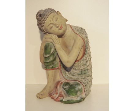 P1035749 Poly. Marble wood sleeping boeddha. Height : 36 cm.