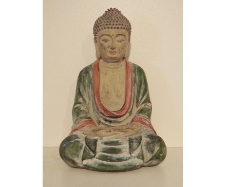 P1035751 Poly. Marble wood buddha Japan. Height : 23 cm.