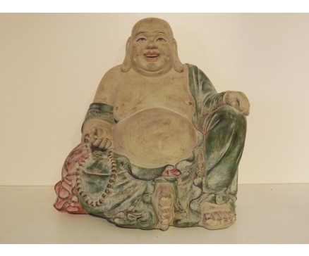 P1035747 Poly. Marble wood lucky buddha XL. Height : 28 cm.