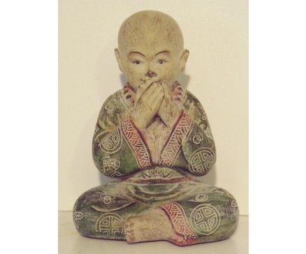 P1035750C Poly. Marble wood monk "speak no evil". Height : 15 cm.
