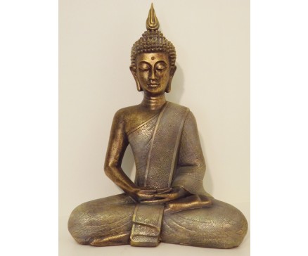 P1035557 Poly. Thai boeddha Large bronskleurig. Hoogte 42 cm.