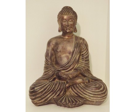 P1035508 Poly. Japanse zittende boeddha dark gold. Hoogte : 40 cm.