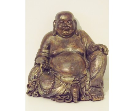 P1035507 Poly. Zittende boeddha dikbuik large. Hoogte : 29 cm.