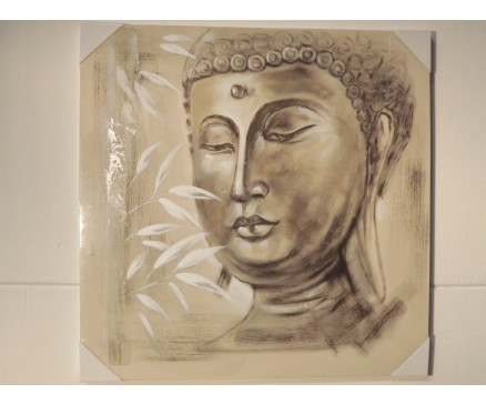 OP9450251A Oilpainting. Head buddha 80 x 80 cm.
