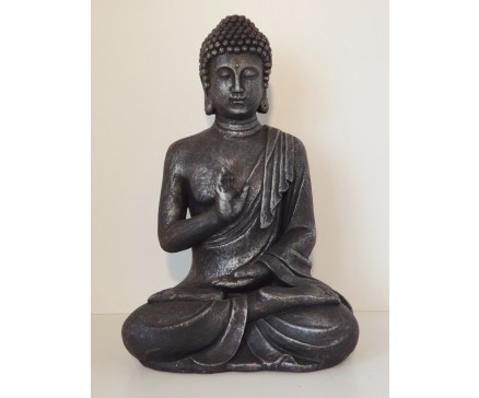 G817M-AS Garden boeddha abhayamudra medium. Hoogte : 40 cm. Antique Silver.