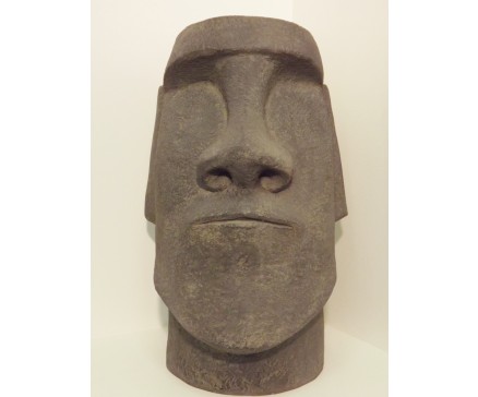 G2015-DG Garden. Authentiek Paaseiland beeld van hoofd. Hoogte : 60 cm. Dark-grey.