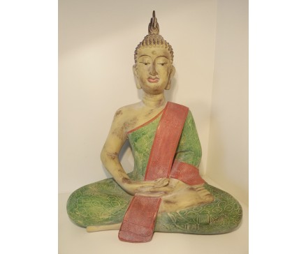 P1035734 Poly. XL stonewood coloured Thai buddha. Hoogte : 60 cm.