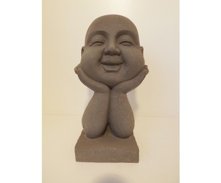 G967-G Garden hoofd op handen. Hoogte : 37 cm. Granite.