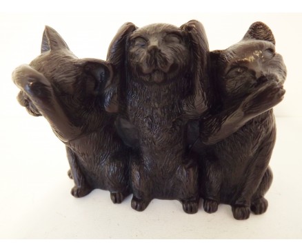 CD1239 Resin poezen horen-zien-zwijgen. H x L : 10 x 8 cm.