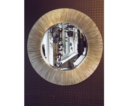 T20137 tableau spiegel rond in zilveren lijst. Diameter : 80 cm.