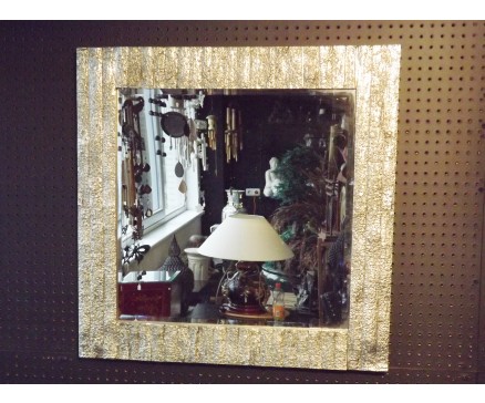 T20767 tableau spiegel vierkant in zilveren lijst. 80 x 80 cm.