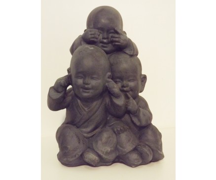 G1037104-DG Garden. Kindmonnik horen-zien-zwijgen opelkaar. LxB : 27 x 36 cm. Dark-grey.