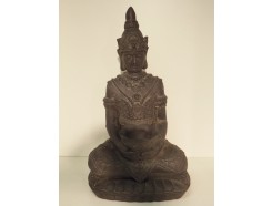 G683-DG Garden boeddha met offerschaal. Hoogte : 63 cm. Dark-grey.