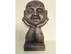 G967-AS Garden hoofd op handen. Hoogte : 37 cm. Antique Silver.