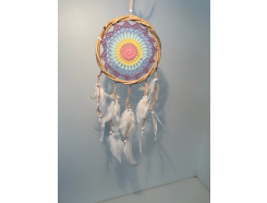 8530107 Dreamcatcher. Kleurrijke 16 cm diameter dreamcatcher "rainbow". Lengte +/- 60 cm.