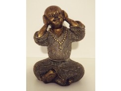 P1035545A Poly. Kindmonnik brons "horen". Hoogte 15 cm.