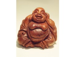 H2010003 Hout. Wortelhouten lucky boeddha large hoogte 7 cm.