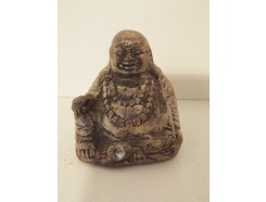 0130030 Brons lucky boeddha zilverkleurig. Hoogte : 5 cm.