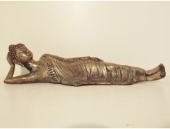 0130013 Brons liggende boeddha zilverkleurig. Lengte : 40 cm.